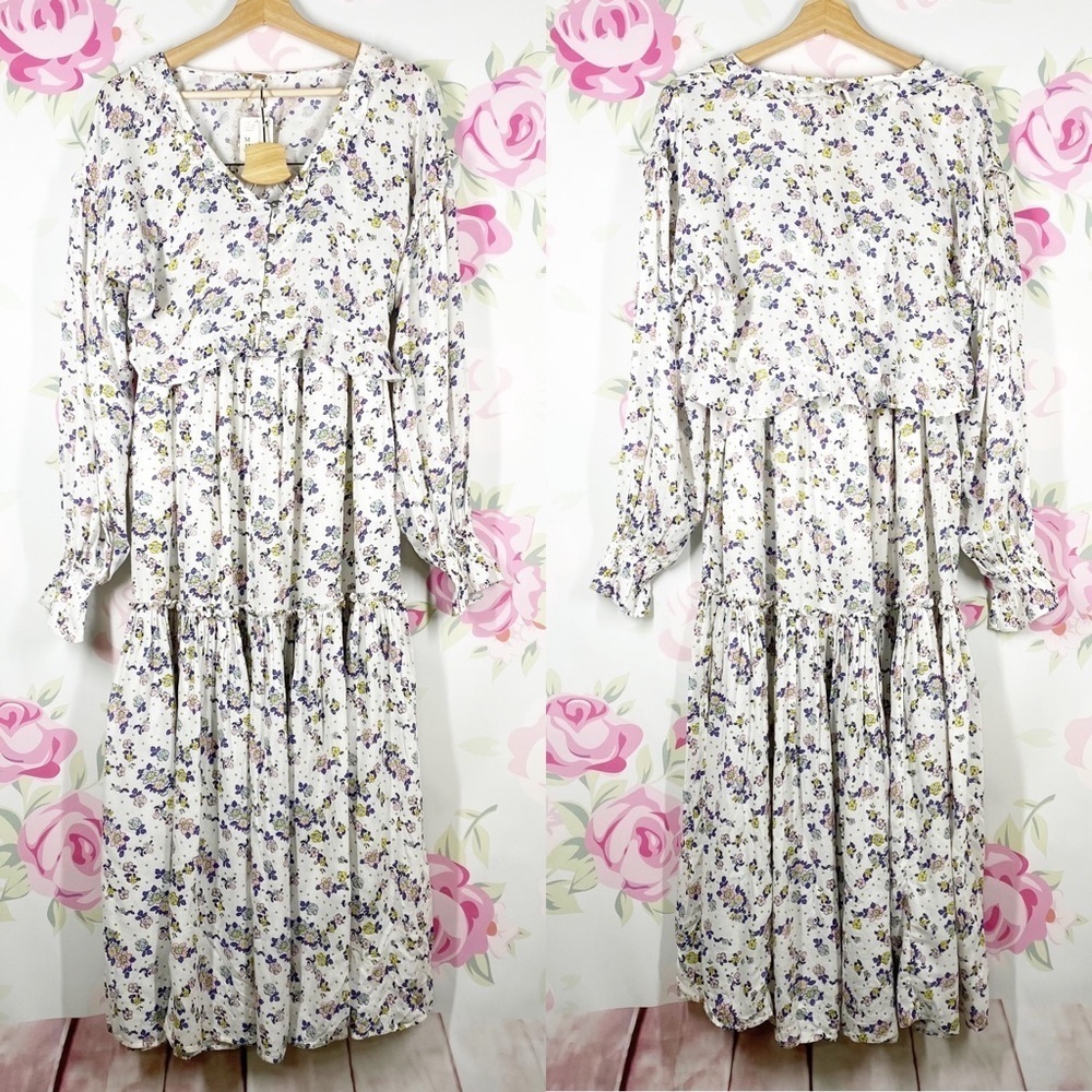 NEW Free People Secret Garden Cottagecore Floral Ruffle Maxi Skirt Set M - Picture 1 of 16